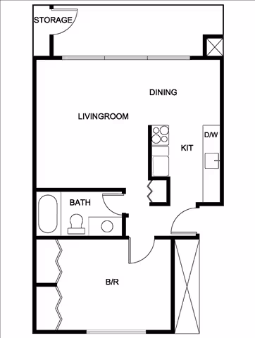 1 bed 1 bath small 010R floor plan